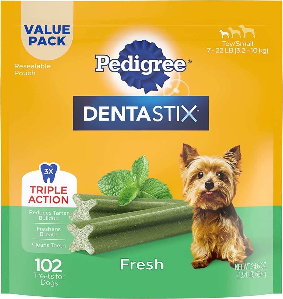 PEDIGREE DENTASTIX Dental Dog Treats for Toy/Small Dogs Fresh Flavor Dental Bones, 1.6 lb.