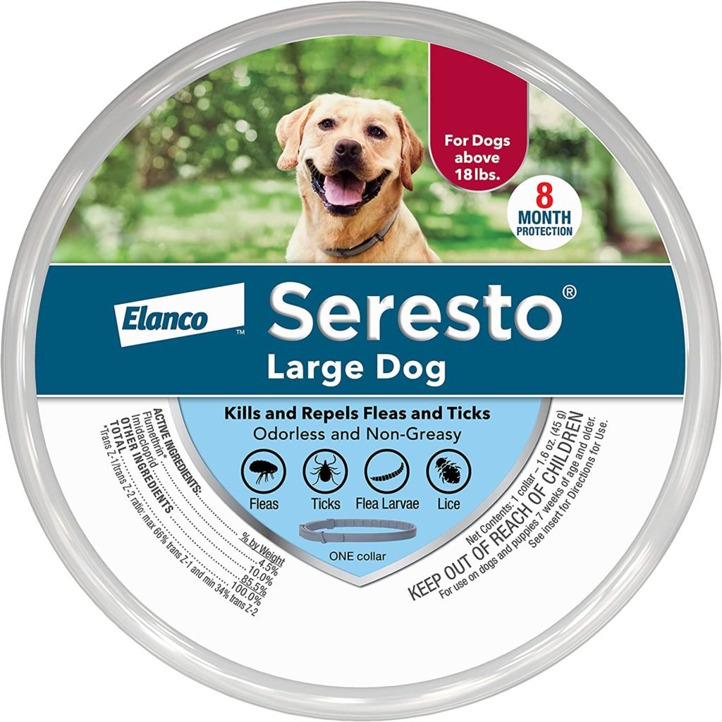 Seresto Flea and Tick Collar for Dogs, 8-Month Flea and Tick Collar for Large Dogs (Over 18 Pounds), 1 Pack