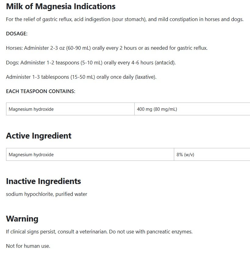 milk of magnesium in dogs