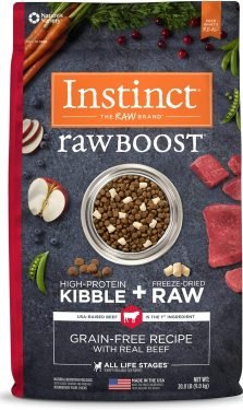 Instinct Raw Boost Grain Free Dry Dog Food, High Protein Real Beef Kibble + Freeze Dried Raw Dog Food, 20 lb. Bag